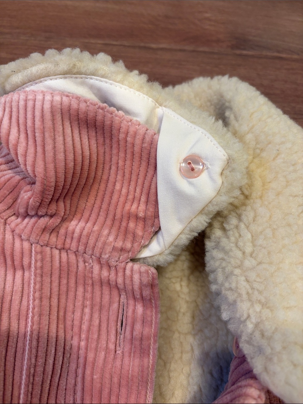 Sézane Will Pink Corduroy Faux Sherpa Removable-Collar Jacket Size XS - Picture 5 of 8